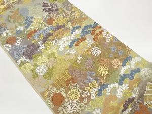 唐織松に秋草模様織出し袋帯